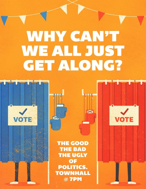 Why Cant We All Get Along Church Flyer