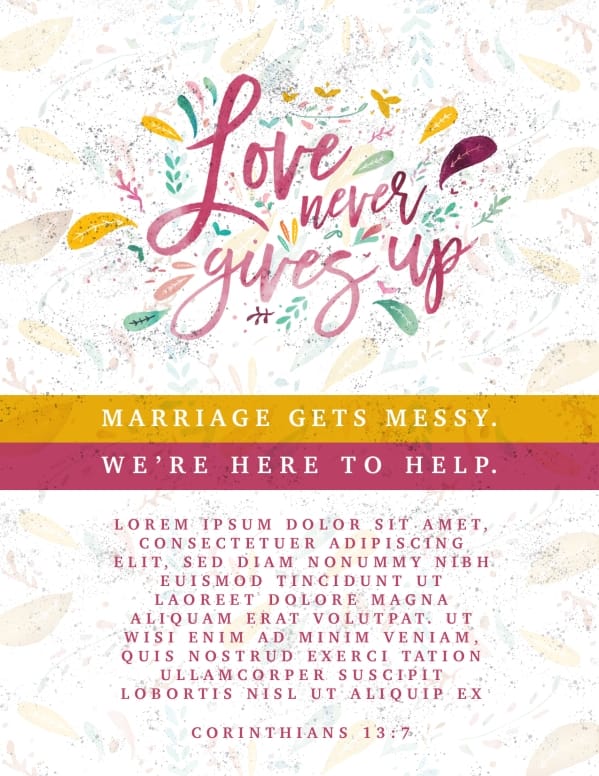 Love Never Gives Up Church Flyer