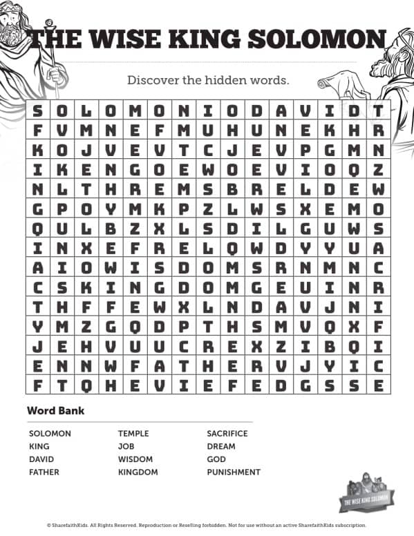 The Wisdom Of Solomon Bible Word Search Puzzles