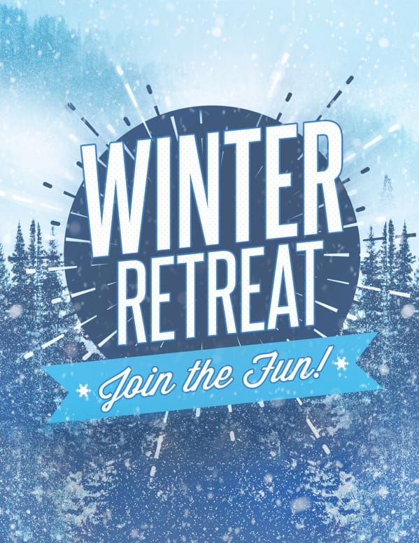 Winter Retreat Snowy Church Flyer
