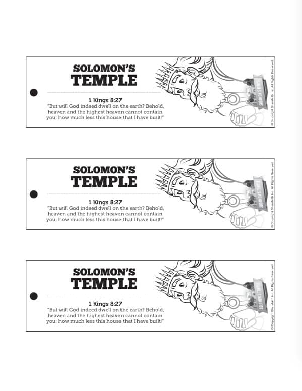 1 Kings 8 Solomon's Temple Bible Bookmarks
