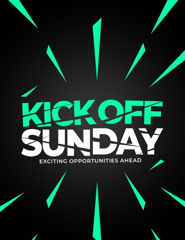 Kick Off Sunday Green Church Flyer
