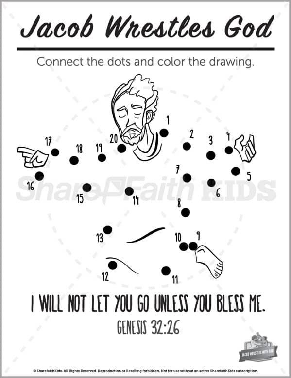 Genesis 32 Jacob Wrestles with God Preschool Dot to Dot