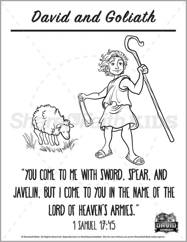 1 Samuel 17 David and Goliath Preschool Coloring Pages