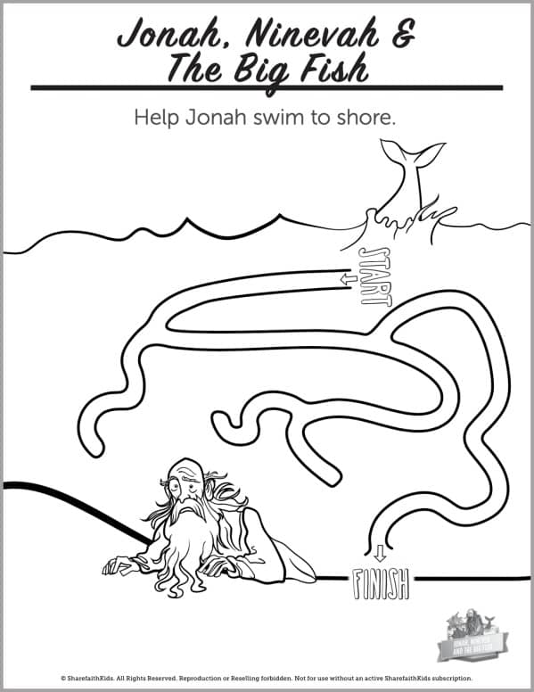 Jonah and the Whale Preschool Mazes