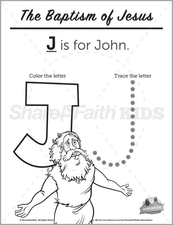 Matthew 3 The Baptism of Jesus Preschool Letter Coloring