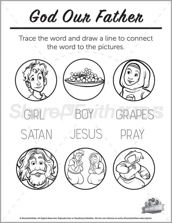 Matthew 6 God Our Father Preschool Word Picture Match