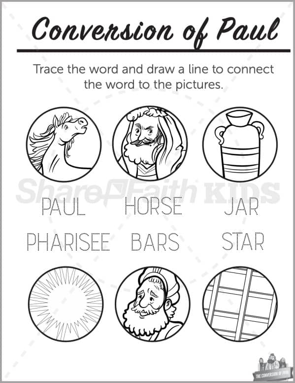 Acts 9 Paul's Conversion Preschool Word Picture Match