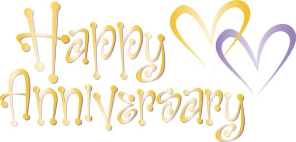 Cute Happy Anniversary  Wordart with Hearts
