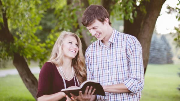 Couple Reading Bible Christian Stock Photo