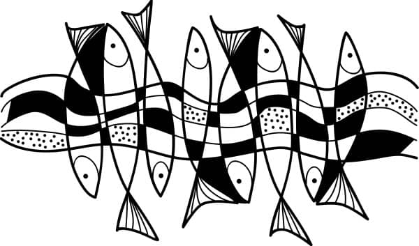 Stylized Fish and Water Graphic