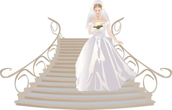 Bride Approaches from Grand Staircase