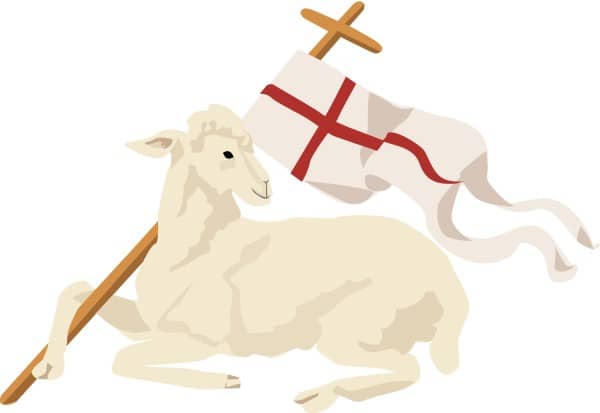 White Lamb with Christian Banner