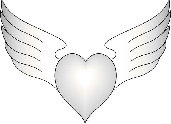 Outlined Heart with Wings