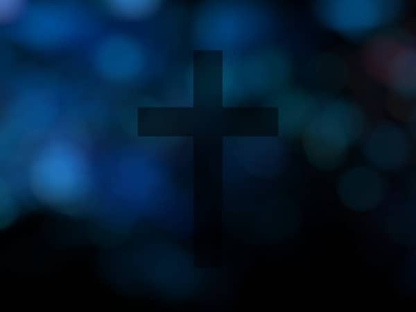 Blue Cross Bokeh Worship Background
