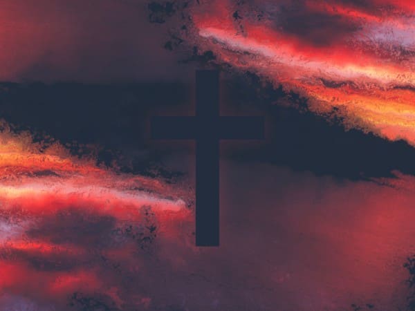 Sunset Cross Colorful Texture Worship Background