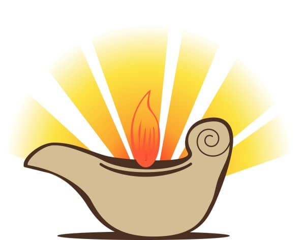 Oil Lamp with Flame and Rays