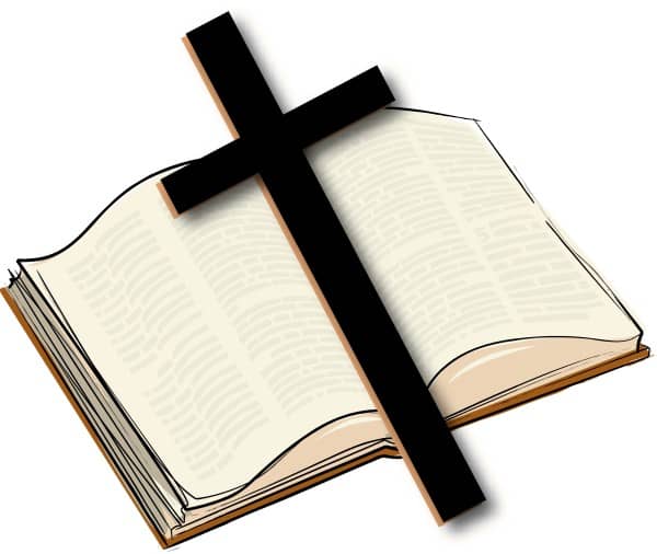 Open Bible with a Cross
