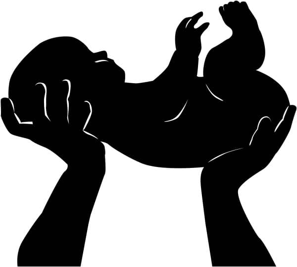 Silhouette of Baby Held Up to God