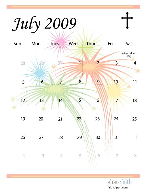 July 2009 Calendar Graphic