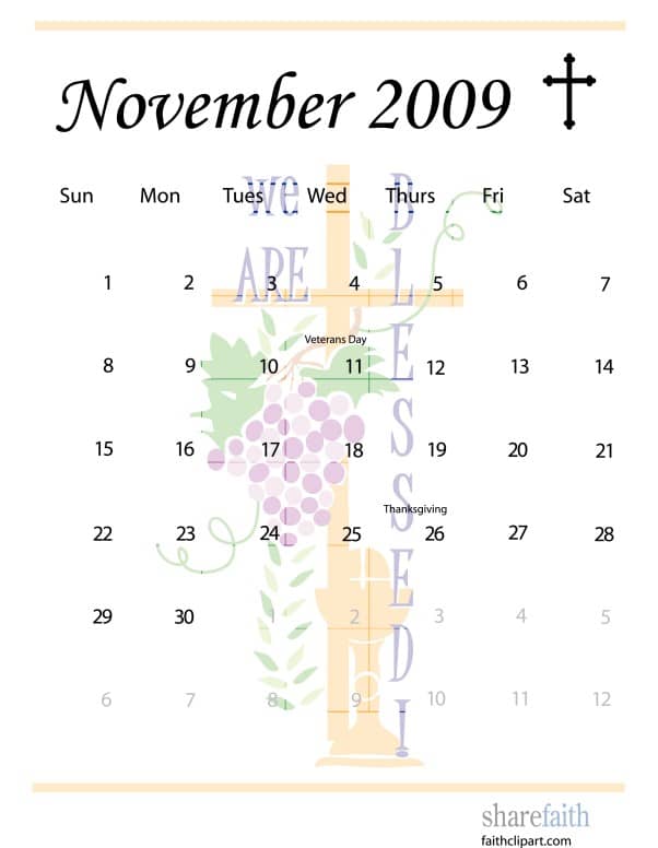 November 2009 Calendar Graphic