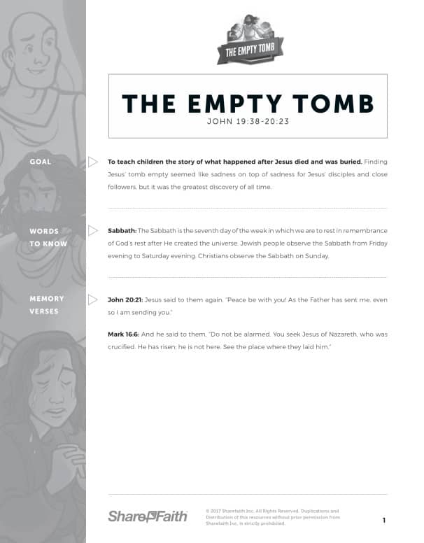 John 20 The Empty Tomb Curriculum