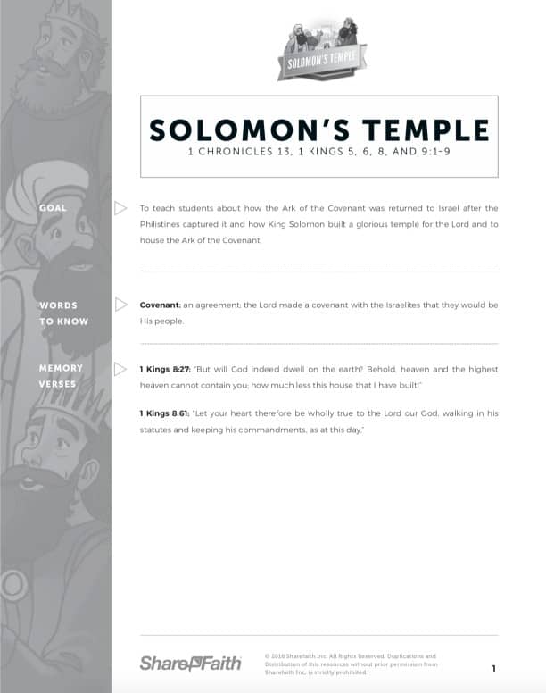 1 Kings 8 Solomon's Temple Curriculum