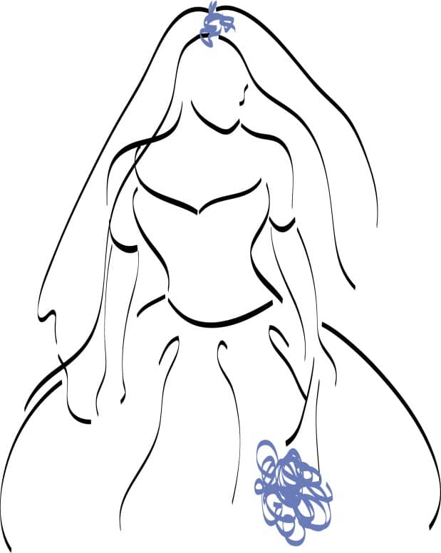 Bride in Elegant Dress with Blue Bouquet