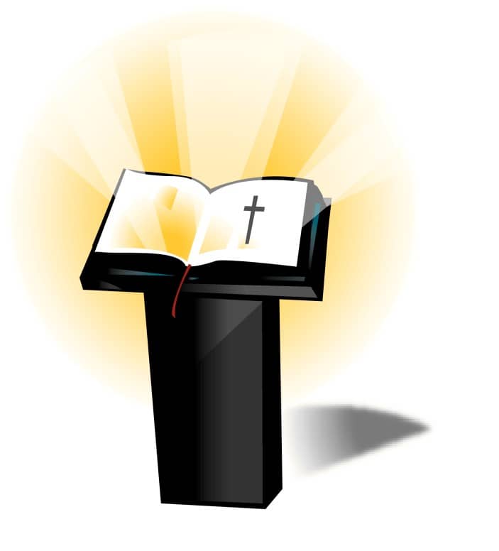 Podium and Open Bible