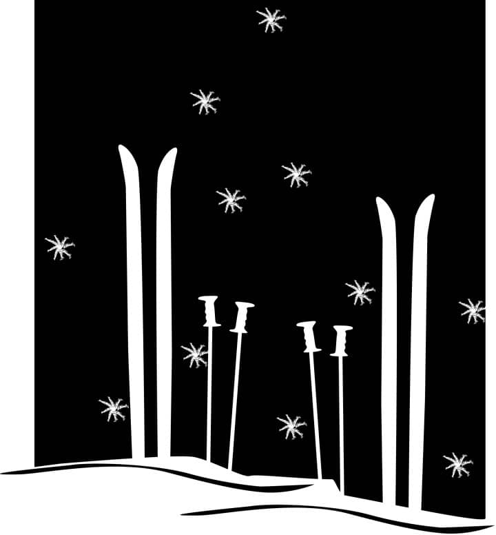 Skis, Poles and Snowflakes