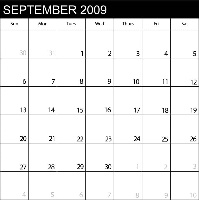 Calendar September 2009