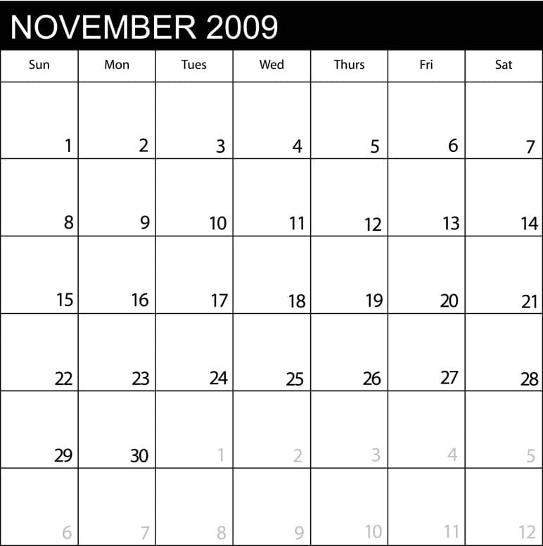 Calendar November 2009