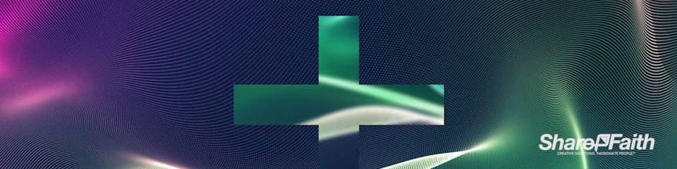 Green Cross Energy Particle Triple Wide Worship Motion Background