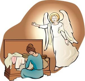 An Angel Visits Mary with her Trousseau