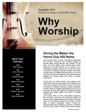 Church Newsletter Worship Theme