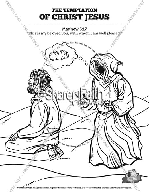Matthew 4 Jesus Tempted Sunday School Coloring Pages