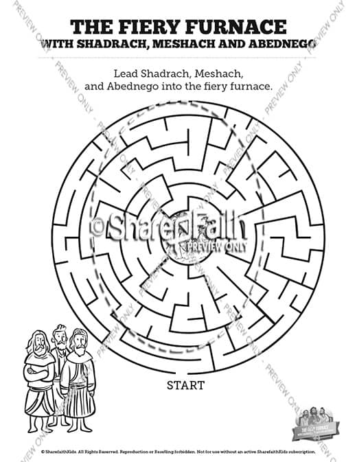 shadrach meshach and abednego fire coloring page
