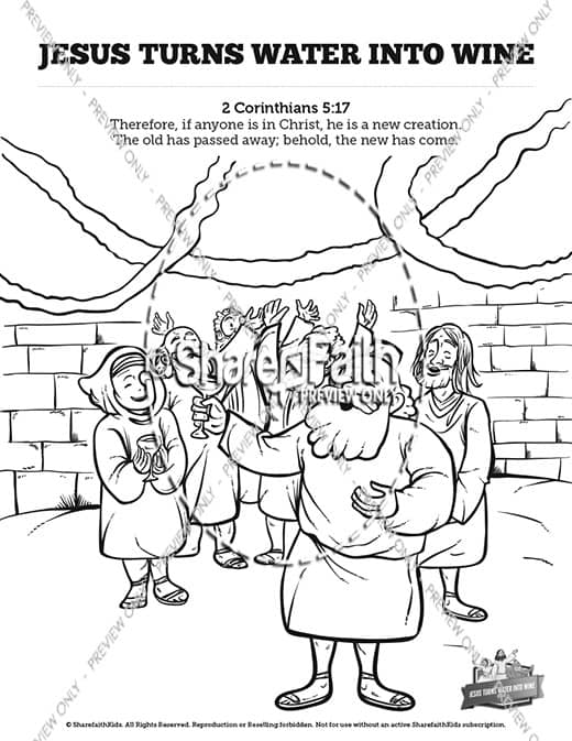 Jesus Turns Water Into Wine Sunday School Coloring Pages