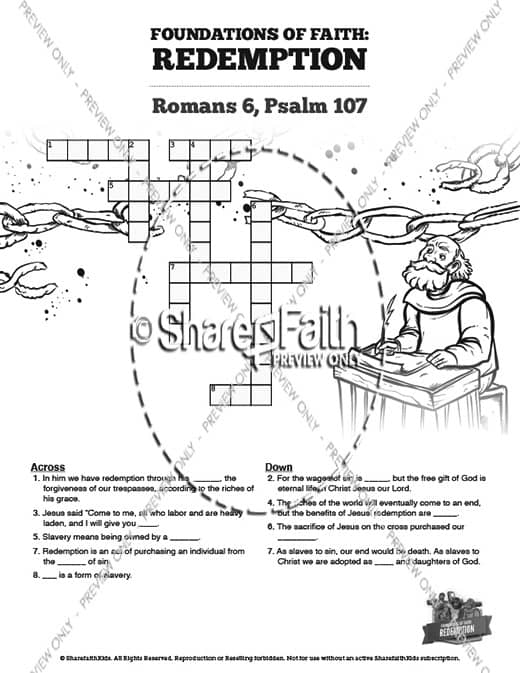 Romans 6 Redemption Sunday School Crossword Puzzles