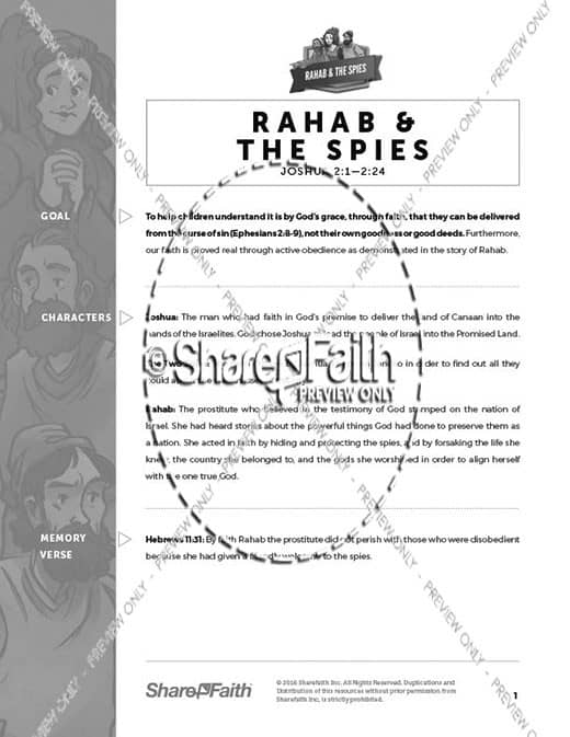 Joshua 2 Story of Rahab Sunday School Curriculum