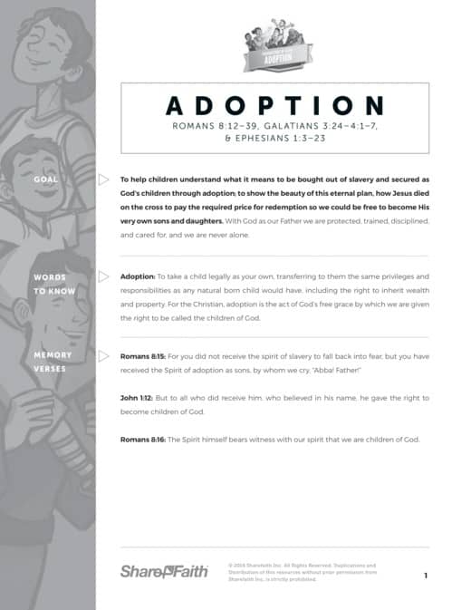 Romans 8 Adoption Sunday School Curriculum ShareFaith Media