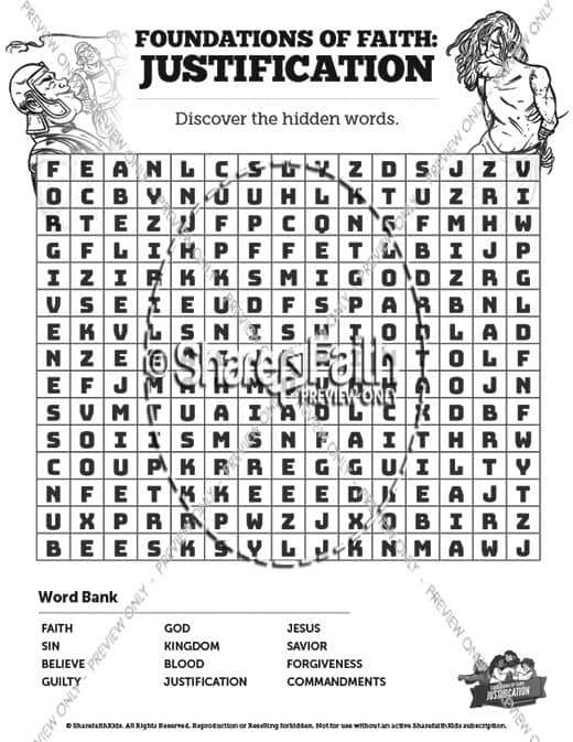 Romans 3 Justification Bible Word Search Puzzles