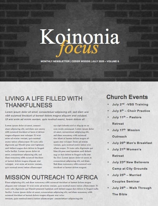 Kingdom Builders Church Newsletter Template