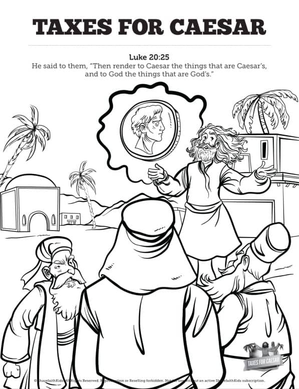 Luke 20 Taxes For Caesar Sunday School Coloring Pages