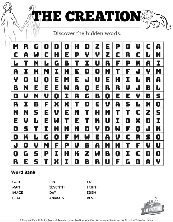 The Creation Story Bible Word Search Puzzles