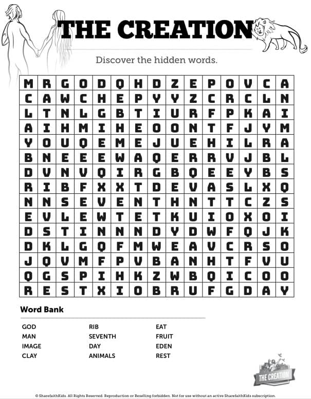 ShareFaith Media The Creation Story Bible Word Search Puzzles 