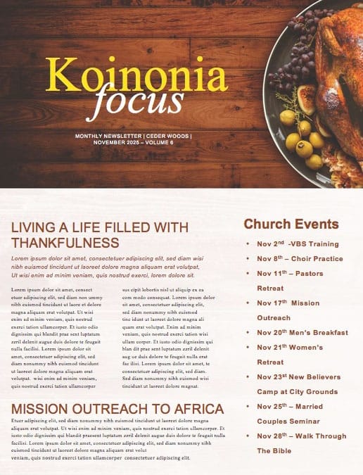 Prayer for Thanksgiving Church Newsletter Template