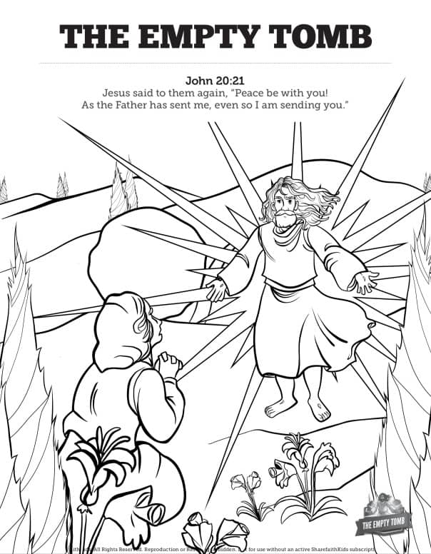 John 20 The Empty Tomb Sunday School Coloring Pages