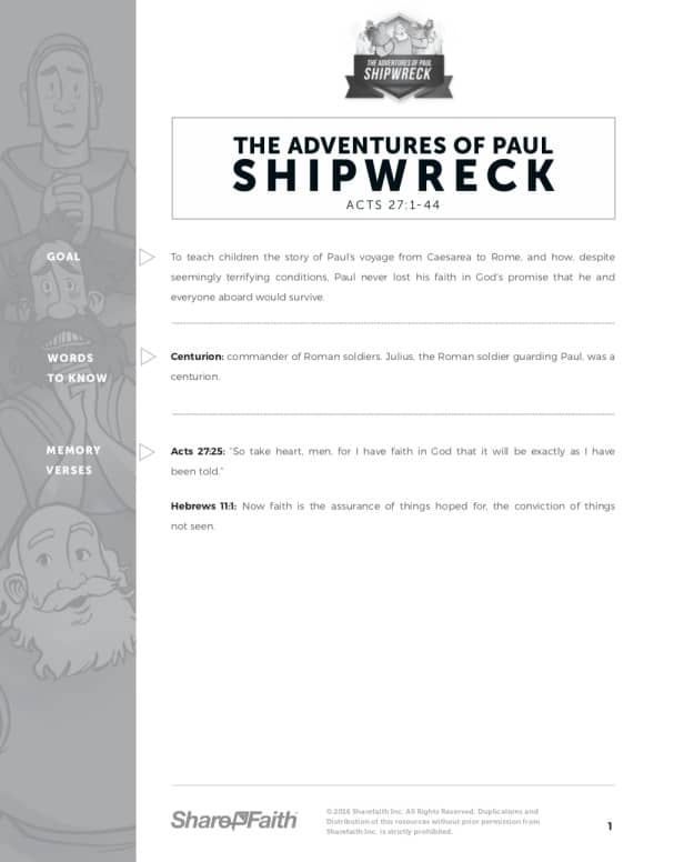 Acts 27 Shipwreck Curriculum