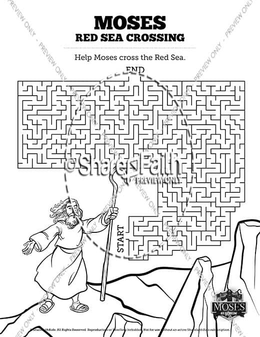 Exodus 12 Moses and The Red Sea Crossing Sunday School Lesson For Kids Mazes